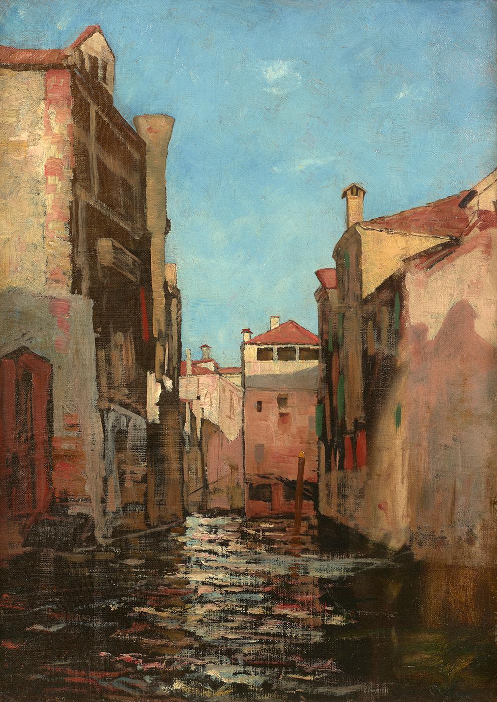 Canal in Venice - Painting by Benjamin Ferris Gilman