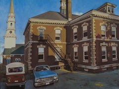 Old School House, Original Realist Genre Painting on Canvas