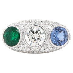 BENJAMIN FINE JEWELRY 0.89 cts Round Brilliant Emerald with Diamond 18K Ring