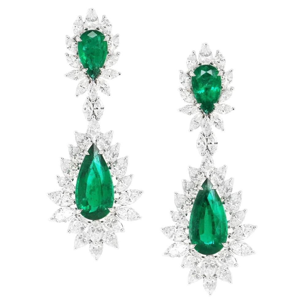BENJAMIN FINE JEWELRY 10.56 cts Emerald With Diamond 18K Earrings 