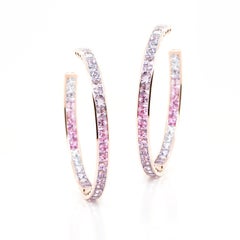 BENJAMIN FINE JEWELRY 10.96 cts Princess Fancy Sapphire 18K Eternity Hoops