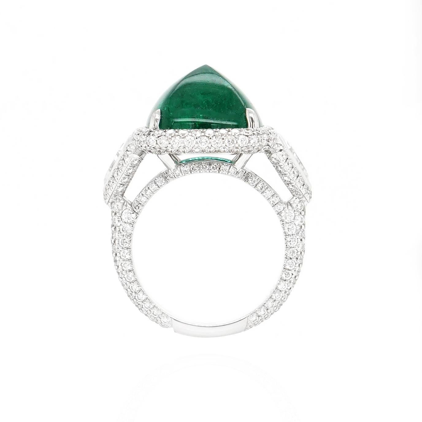 Modern BENJAMIN FINE JEWELRY 12.18 cts Emerald with Diamond 18K Ring For Sale