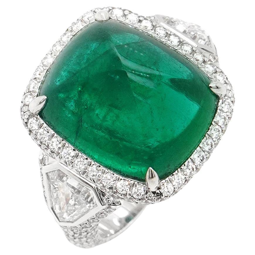 BENJAMIN FINE JEWELRY 12.18 cts Emerald with Diamond 18K Ring For Sale