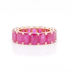 BENJAMIN FINE JEWELRY 12.38 cts Burmese Octagon Ruby 18K Eternity Band Ring