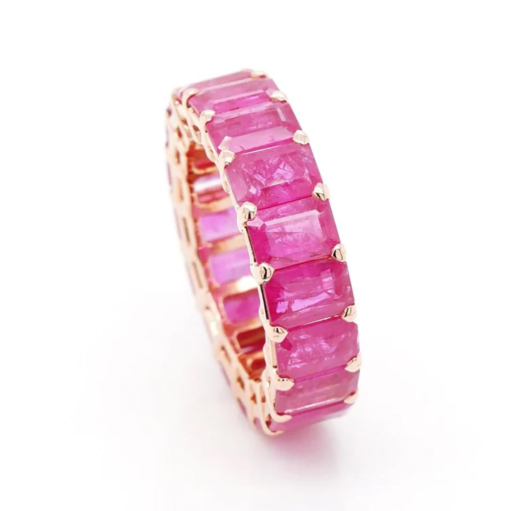 Modern BENJAMIN FINE JEWELRY 12.38 cts Burmese Octagon Ruby 18K Eternity Band Ring For Sale