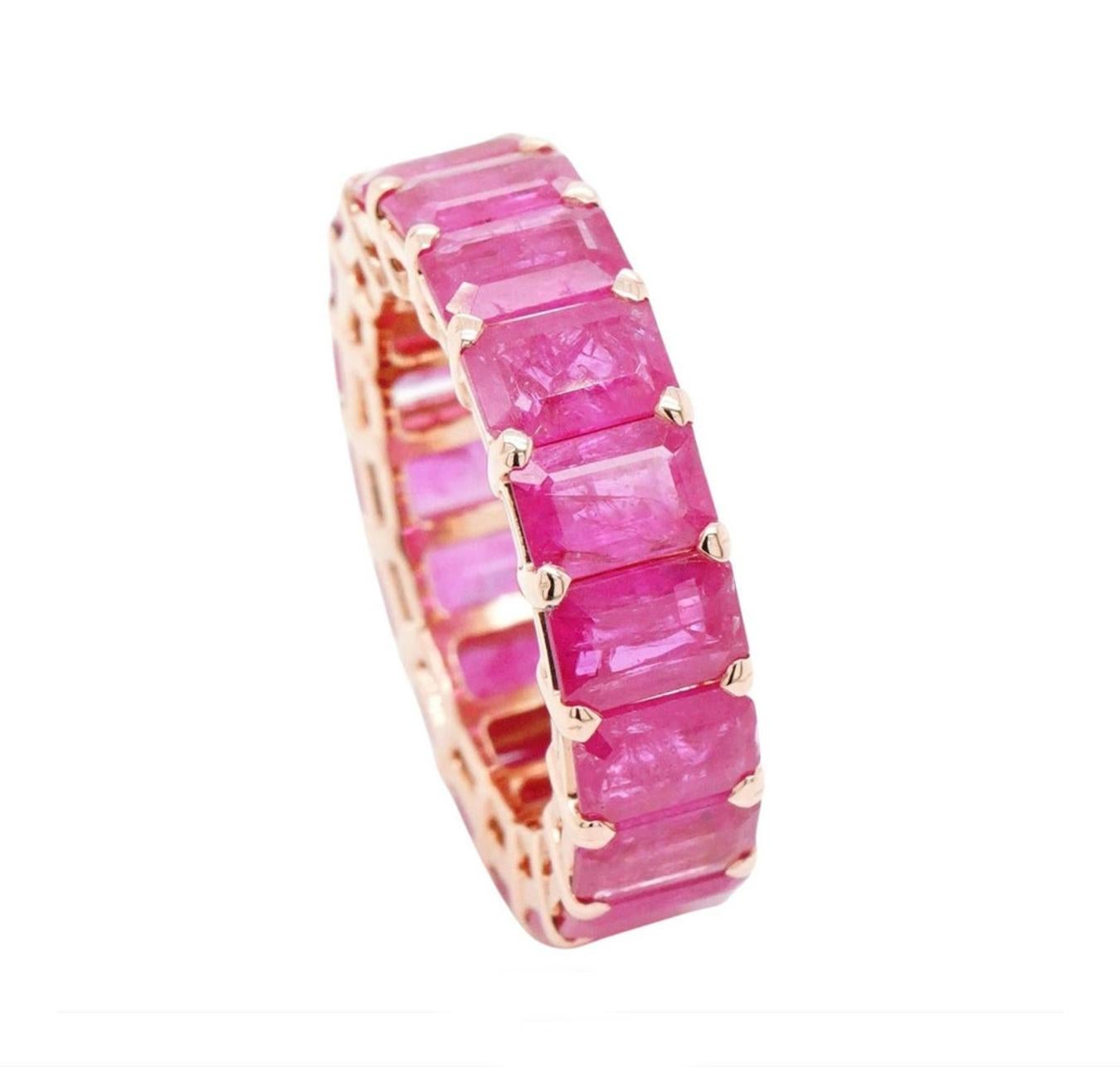 Octagon Cut BENJAMIN FINE JEWELRY 12.38 cts Burmese Octagon Ruby 18K Eternity Band Ring For Sale