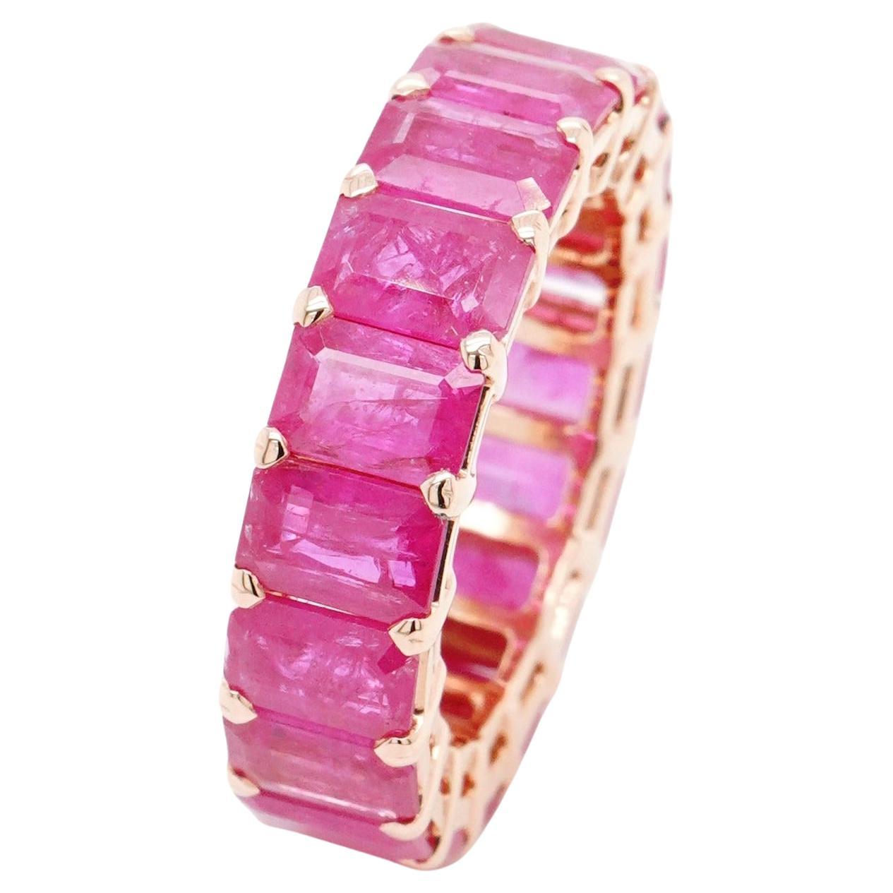 BENJAMIN FINE JEWELRY 12.38 cts Burmese Octagon Ruby 18K Eternity Band Ring For Sale
