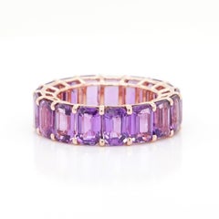 BENJAMIN FINE JEWELRY 12.48 cts Octagon Fancy Sapphire 18K Eternity Band Ring