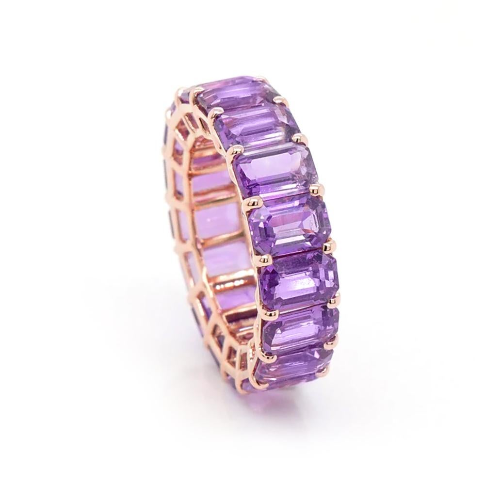 Modern BENJAMIN FINE JEWELRY 12.48 cts Octagon Fancy Sapphire 18K Eternity Band Ring For Sale