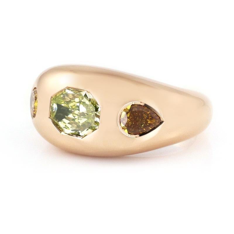 Modern BENJAMIN FINE JEWELRY 1.30 cts Octagon Fancy  Diamond 18K Ring For Sale