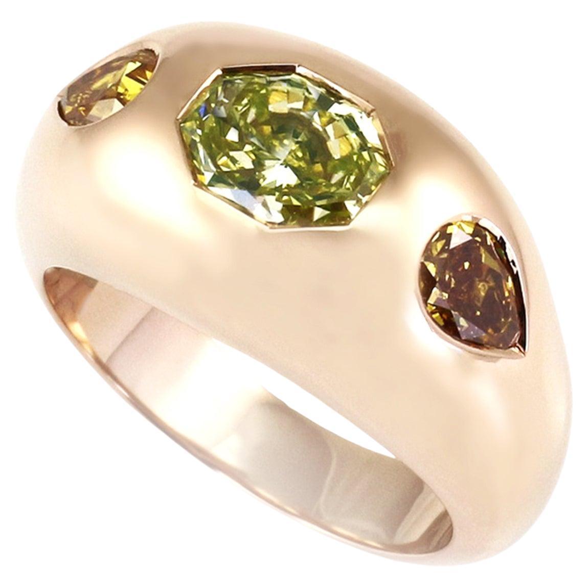 BENJAMIN FINE JEWELRY 1.30 cts Octagon Fancy  Diamond 18K Ring For Sale
