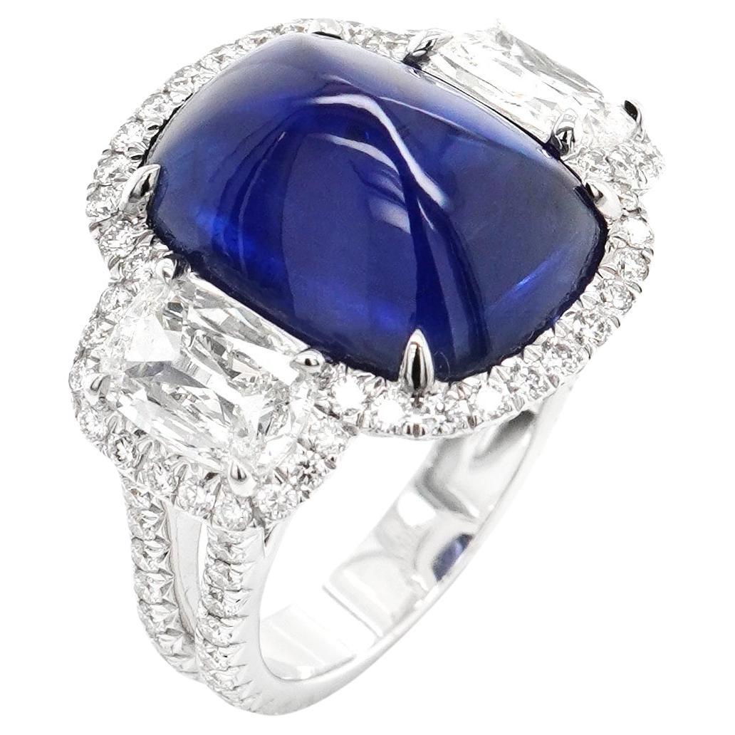 BENJAMIN FINE JEWELRY 13.22 cts Blue Sapphire with Diamond 18K Ring For Sale