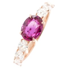 BENJAMIN FINE JEWELRY 1.56 cts Ruby with Oval Diamond 18K Ring