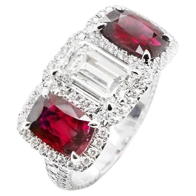 BENJAMIN FINE JEWELRY 1.67 / 1.59 cts Unheated Burmese Ruby 18K Ring For Sale