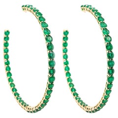 BENJAMIN FINE JEWELRY 17.88 cts Round Emerald 18K Eternity Hoops