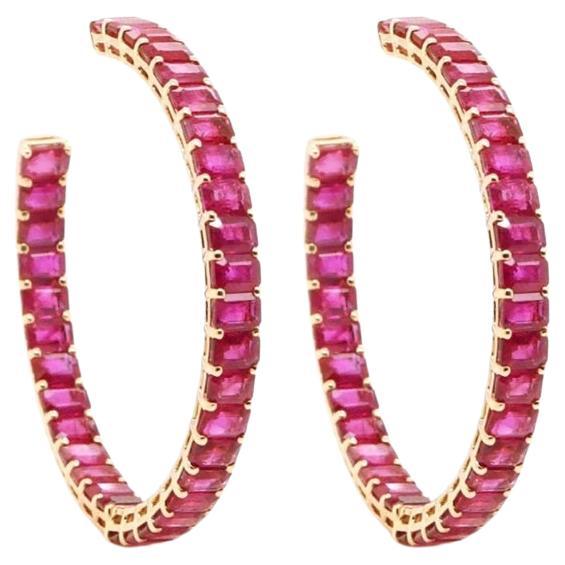 BENJAMIN FINE JEWELRY 18.47 cts Burmese Octagon Ruby 18K Eternity Hoops