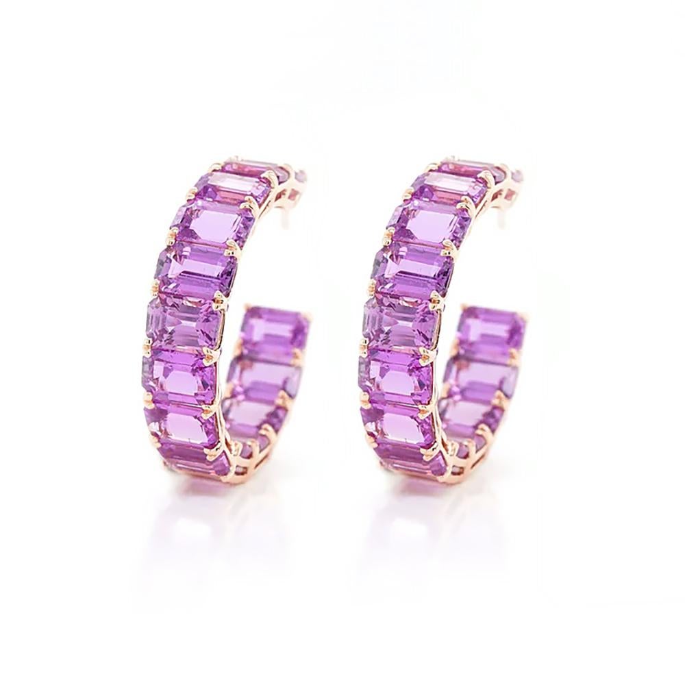 BENJAMIN FINE JEWELRY 19,00 cts Zafiro Octogonal Fantasía Aros Eternidad 18K Corte octogonal en venta
