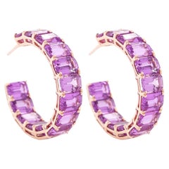 BENJAMIN FINE JEWELRY 19.00 cts Octagon Fancy Sapphire 18K Eternity Hoops