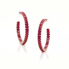 BENJAMIN FINE JEWELRY 22.70 cts Burmese Octagon Ruby 18K Eternity Hoops