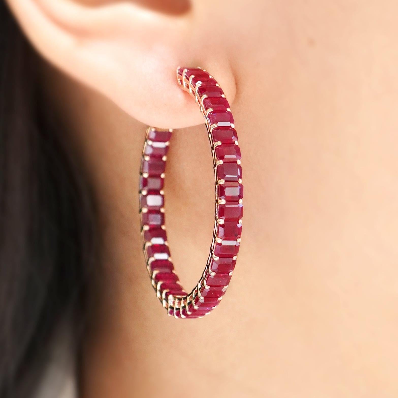 BENJAMIN FINE JEWELRY Rubí octógono birmano de 22,70 cts Aros de eternidad de 18 quilates Corte octogonal en venta