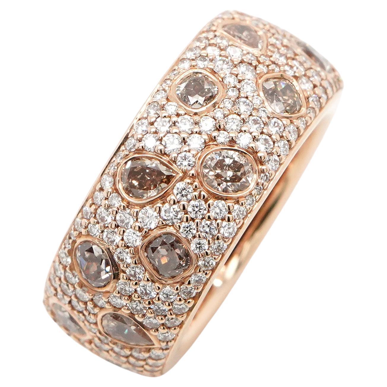 BENJAMIN FINE JEWELRY 2.54 cts Mixed Fancy Brown Diamond 18K Ring For Sale