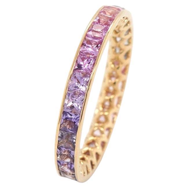 BENJAMIN FINE JEWELRY 2.60 cts  Princess Fancy Sapphire 18K Eternity Band Ring For Sale