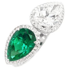 BENJAMIN FINE JEWELRY 3.02 cts Minor Oil Colombian Emerald with Diamond 18K Ring
