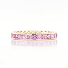 BENJAMIN FINE JEWELRY 3.05 cts Princess Fancy Sapphire 18K Eternity Band Ring