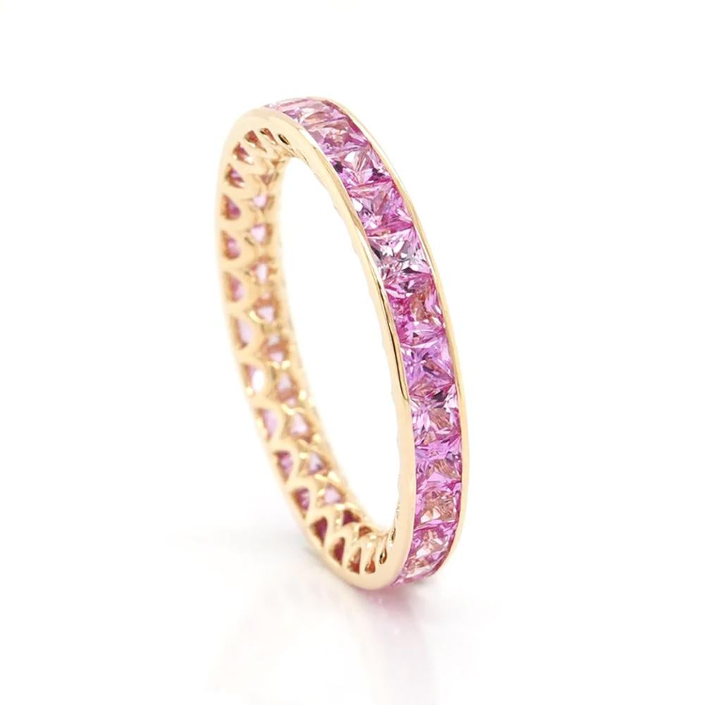 Modern BENJAMIN FINE JEWELRY 3.05 cts Princess Fancy Sapphire 18K Eternity Band Ring For Sale