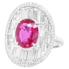 BENJAMIN FINE JEWELRY 3.09 cts Unheated Pink Sapphire with Diamond 18K Ring