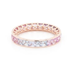 BENJAMIN FINE JEWELRY 3.10 cts Princess Fancy Sapphire 18K Eternity Band Ring