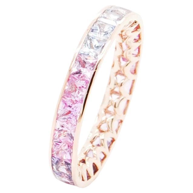 BENJAMIN FINE JEWELRY 3.10 cts Princess Fancy Sapphire 18K Eternity Band Ring For Sale