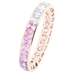 BENJAMIN FINE JEWELRY 3.10 cts Princess Fancy Sapphire 18K Eternity Band Ring