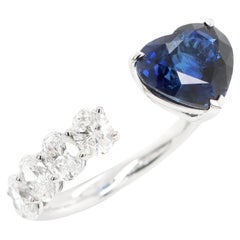 BENJAMIN FINE JEWELRY 3,14 Karat Blauer Saphir mit Diamantring aus 18 Karat