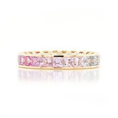 BENJAMIN FINE JEWELRY 3.18 cts Princesse saphir fantaisie 18K Bague d'éternité