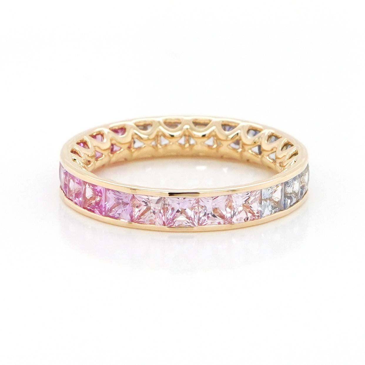 BENJAMIN FINE JEWELRY 3,18 Karat Prinzessin Fancy Saphir 18K Eternity-Ring (Moderne) im Angebot