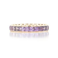 BENJAMIN FINE JEWELRY 3.22 cts Princess Fancy Sapphire 18K Eternity Band Ring