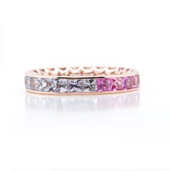 BENJAMIN FINE JEWELRY 3.25 cts Princess Fancy Sapphire 18K Eternity Band Ring