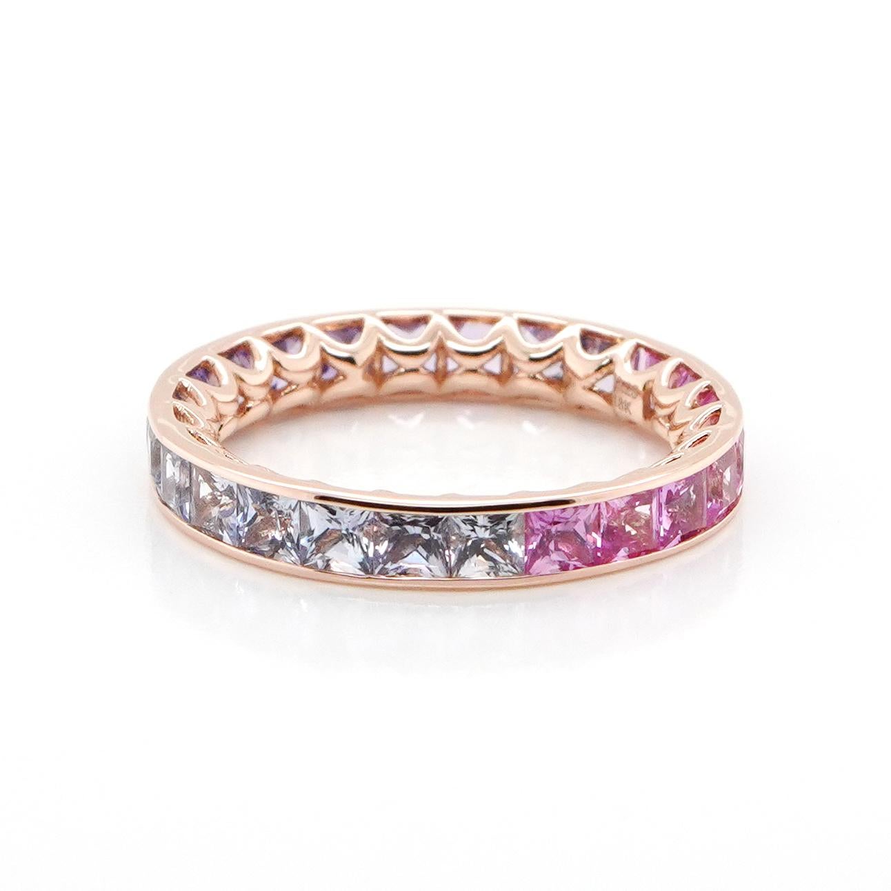 Modern BENJAMIN FINE JEWELRY 3.25 cts Princess Fancy Sapphire 18K Eternity Band Ring For Sale