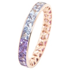 BENJAMIN FINE JEWELRY 3.25 cts Princess Fancy Sapphire 18K Eternity Band Ring