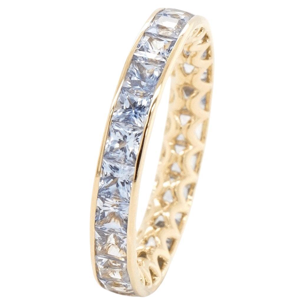 BENJAMIN FINE JEWELRY 3,29 cts Zafiro princesa fantasía 18K Anillo de la banda de la eternidad