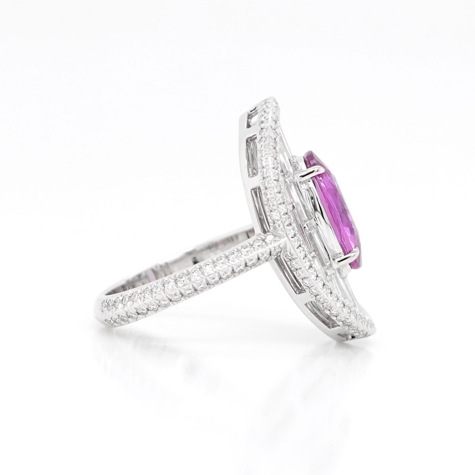 Modern BENJAMIN FINE JEWELRY 3.53 cts Pink Sapphire with Diamond 18K Ring For Sale