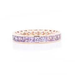 BENJAMIN FINE JEWELRY 3.56 cts Princess Fancy Sapphire 18K Eternity Band Ring
