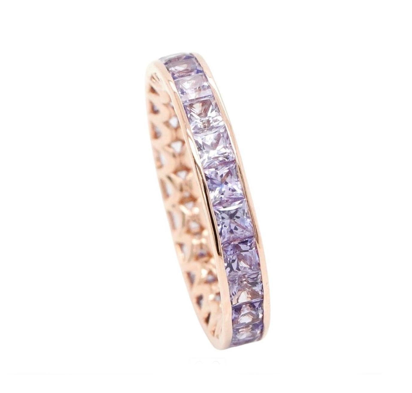 Modern BENJAMIN FINE JEWELRY 3.56 cts Princess Fancy Sapphire 18K Eternity Band Ring For Sale