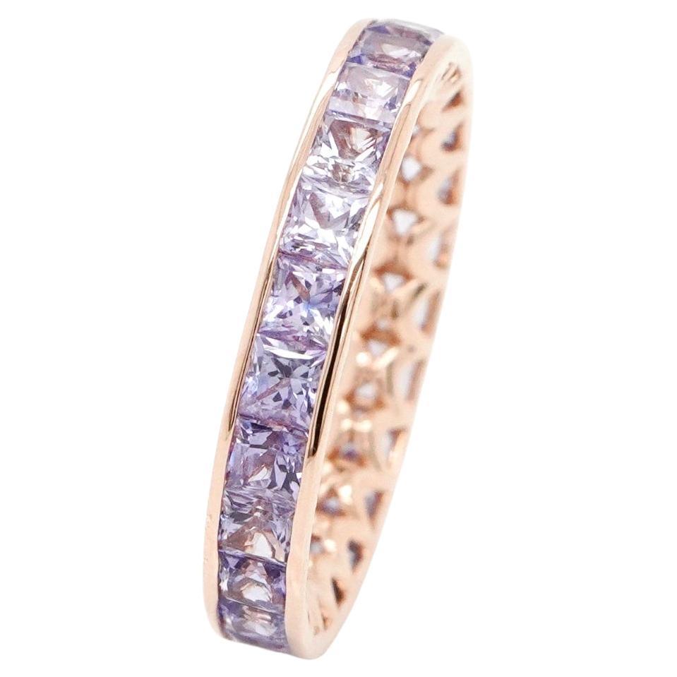 BENJAMIN FINE JEWELRY 3.56 cts Princess Fancy Sapphire 18K Eternity Band Ring For Sale