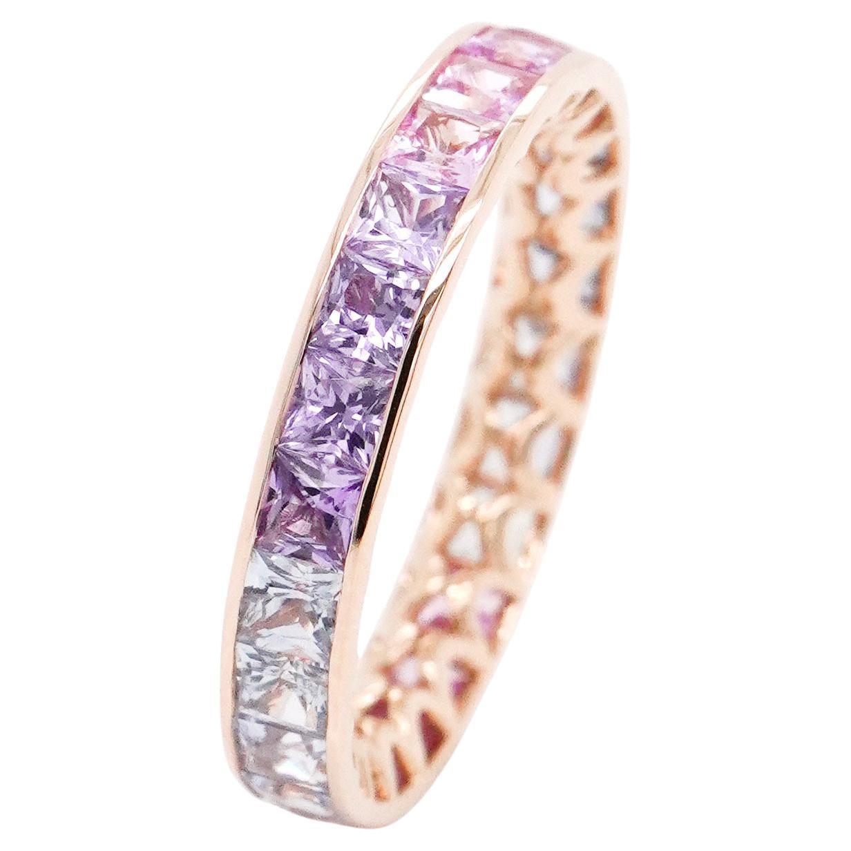 BENJAMIN FINE JEWELRY 3.18 cts Princess Fancy Sapphire 18K Eternity ...