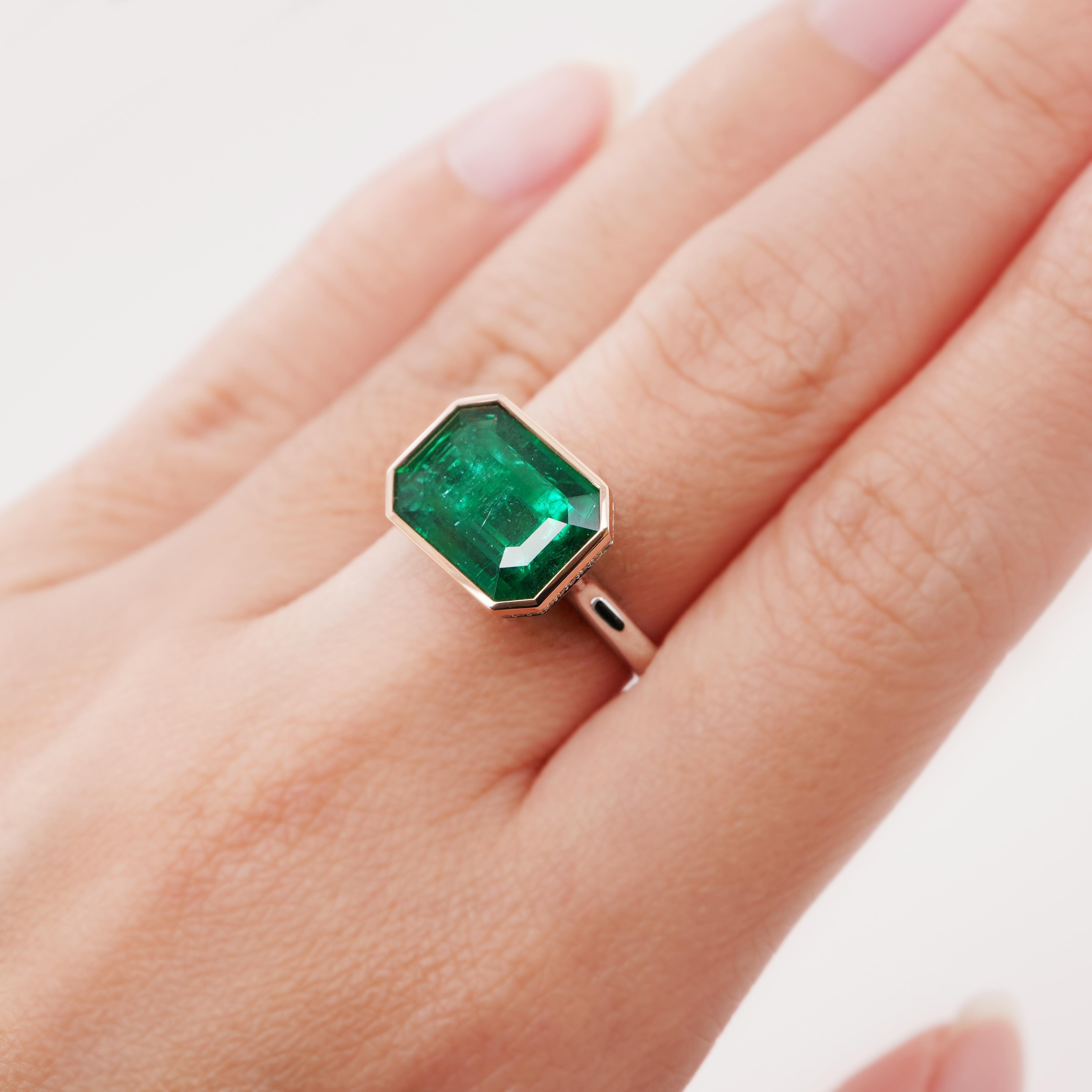 Octagon Cut BENJAMIN FINE JEWELRY 3.67 cts Emerald 18K Ring For Sale