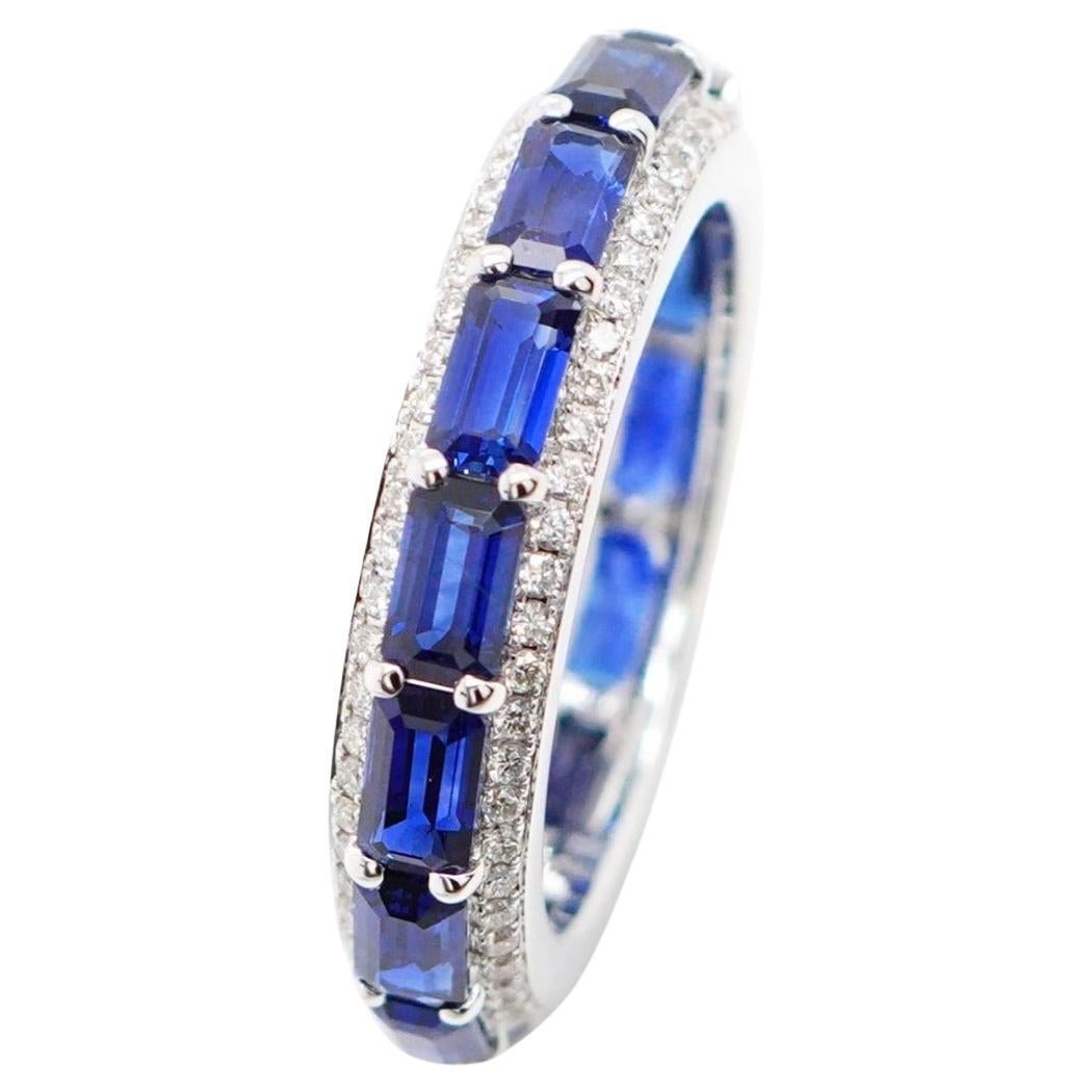 BENJAMIN FINE JEWELRY 3.68 cts Octagon Blue Sapphire 18K Eternity Band Ring