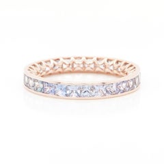 BENJAMIN FINE JEWELRY 4.06 cts Princess Fancy Sapphire 18K Eternity Band Ring