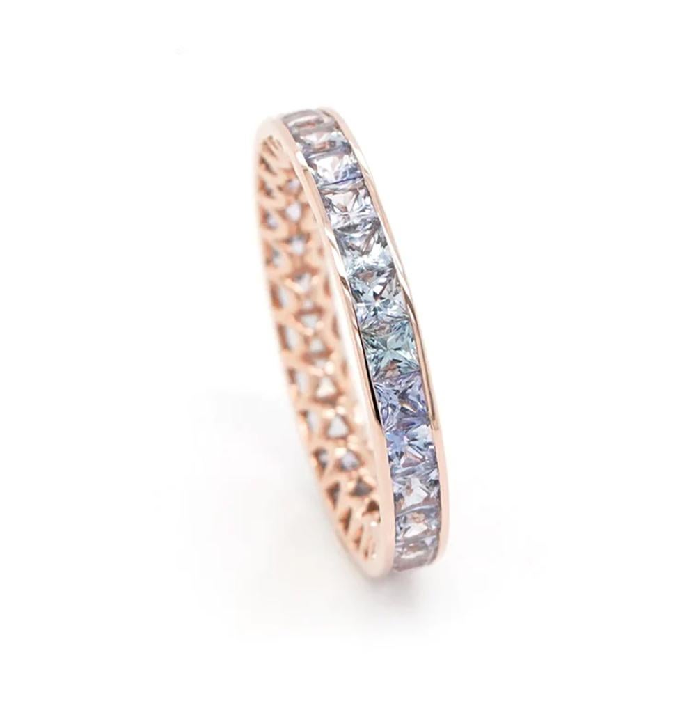Modern BENJAMIN FINE JEWELRY 4.06 cts Princess Fancy Sapphire 18K Eternity Band Ring For Sale
